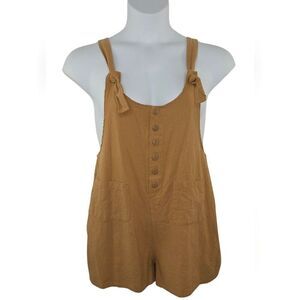 Amazon L Button-Front Tie-Strap Linen Shorts Romper Festi Earthy 3916-CW